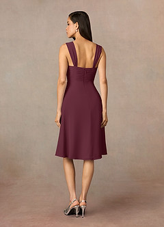 Azazie Olivia vestidos de madre de la novia Vestido de Cabernet de Gasa de Corte En A con Escote cuadrado plisado image5