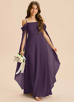 Azazie Moana Junior Linia A Pofałdowany Szyfon Długość podłogi Młodsza druhna Sukienka image3