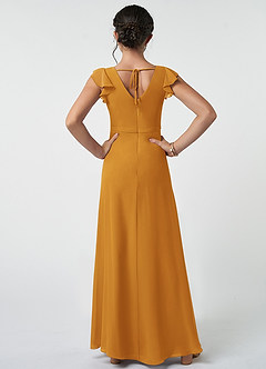 Azazie Claudine Junior Butterscotch A-Line Pleated Chiffon Dress image2