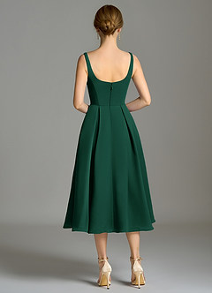 Azazie Amalie 신부 들러리 드레스 A라인 주름진 쉬폰 티 길이 드레스 image2