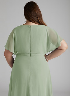 Azazie Aaliyah Modest Bridesmaid Dresses A-Line Scoop Pleated Chiffon Floor-Length Dress image10