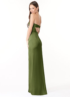 Azazie Leonis Bridesmaid Dresses Olive Mermaid Pleated Stretch Satin Convertible Dress image7