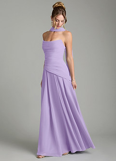 Azazie Gabriela Robes de demoiselle d'honneur Robe Trapèze en Mousseline de soie Corset Lilas image4
