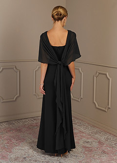 Azazie Dion Mother of the Bride Dresses Black Sheath Scoop Stretch Crepe Dress image12