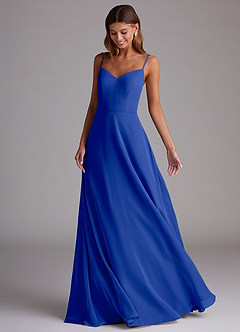 Azazie Marley Bridesmaid Dresses Royal Blue A-Line Off the Shoulder Chiffon Convertible Dress image5