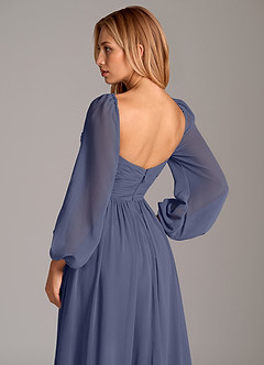 Azazie Alia Bridesmaid Dresses Stormy A-Line Long Sleeve Chiffon Dress image2