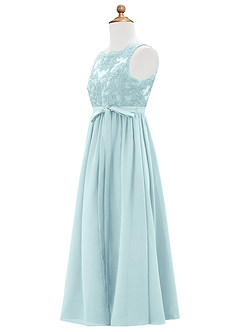Azazie Elly Junior Sea Glass A-Line Lace Chiffon Dress image10