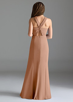 Azazie Rue Junior Robe Sirène en Mousseline de soie Fente Latérale Champagne Rosé image2