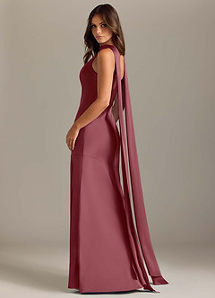 Azazie Kinsley Bridesmaid Dresses Desert Rose Mermaid Side Slit Stretch Satin Dress image6