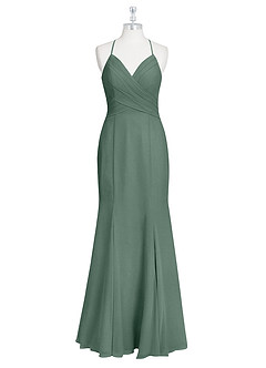 Azazie Carolina Brautjungfernkleider Meerjungfrau-Linie Gestreift Chiffon Kleid Seemoos image6