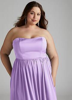 Azazie Morana Bridesmaid Dresses Lilac A-Line Off the Shoulder Stretch Satin Convertible Dress image19