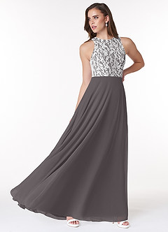 Azazie Kate Bridesmaid Dresses A-Line Lace Chiffon Floor-Length Dress image5