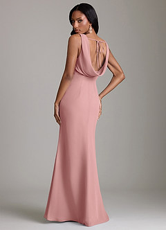 Azazie Linelle Robes de demoiselle d'honneur Robe Sirène en Mousseline de soie Plissée Rose Poussiéreuse image2