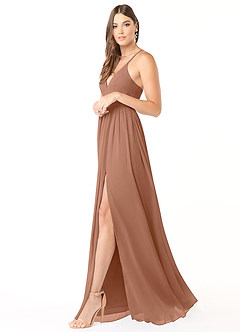 Azazie Aaida Bridesmaid Dresses Bronzer A-Line Corset Chiffon Dress image4