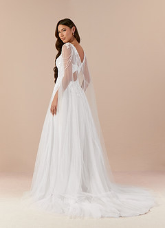 Azazie Goddess Robes de mariée Robe Trapèze en Tulle Col V à paillettes Blanc De Diamant image10