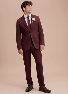 front Ethan Cabernet Refined Weave Suit