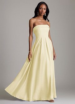 Azazie Lucienne Bridesmaid Dresses Lemon Sorbet A-Line Strapless Chiffon Convertible Dress image6