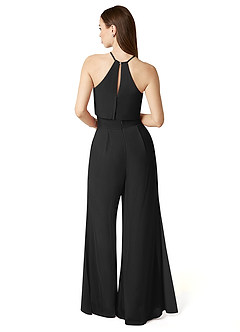 Azazie Kenzi Abiti da Damigella Tuta in Chiffon Plissettato Nero image2