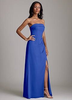 Azazie Aretha Bridesmaid Dresses Royal Blue A-Line Strapless Chiffon Dress image5