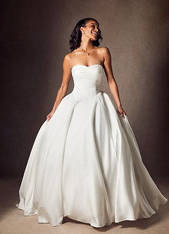 Azazie Alta Wedding Dresses Diamond White A-Line Strapless Stretch Satin Dress image8