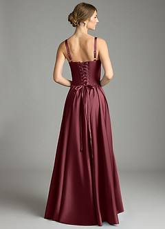 Azazie Evadina Suknie dla druhen Linia A Gorset Satyna elastyczna Do ziemi Sukienka image2