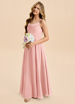 Azazie Gia Junior Rosette A-Line Pleated Chiffon Dress image7