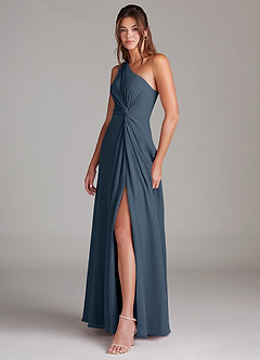 Azazie Brooke Bridesmaid Dresses Neptune A-Line One Shoulder Chiffon Dress image5