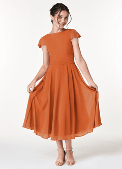 Azazie Payton Junior A-Linie Schleifen Chiffon Kleid Kanel image3