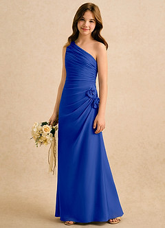 Azazie Sophie Girls Formal Sukienki dla dziewczynek sypiących kwiaty Osłona Jedno ramię Szyfon Długość podłogi Sukienka image4
