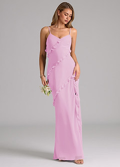 Azazie Nancie Robes de demoiselle d'honneur Robe Sirène en Mousseline de soie Rayé Rose Bonbon image5