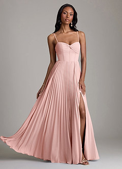 Azazie Akiko Abiti da Damigella Abito A-Line in Chiffon Scollo a Cuore Rosa Cipria image1