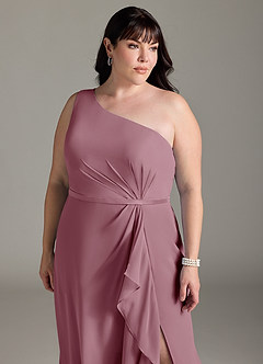 Azazie Liza Bridesmaid Dresses Vintage Mauve Mermaid One Shoulder Chiffon Dress image10