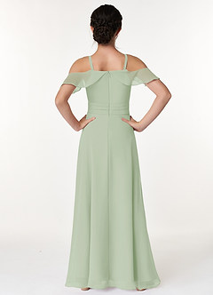 Azazie Dakota Junior Dusty Sage A-Line Off the Shoulder Chiffon Dress image2