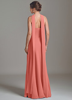 Azazie Ilana Abiti da Damigella Abito A-Line in Chiffon Senza Cinturino Salmone Rosa image2