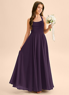 Azazie Kady Junior Plum A-Line Sweetheart Neckline Chiffon Dress image5