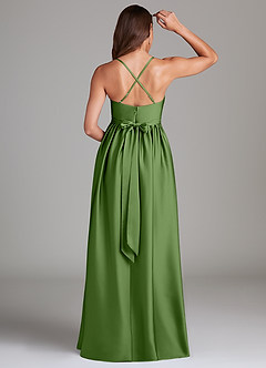 Azazie Llana Maternity Bridesmaid Dresses A-Line Stretch Satin Floor-Length Dress with Pockets image2
