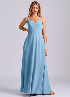 Azazie Beatrice Bridesmaid Dresses Steel Blue A-Line Sweetheart Neckline Chiffon Dress image3