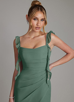 Azazie Jessamine Bridesmaid Dresses Sea Moss Mermaid Corset Chiffon Dress image3