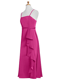 Azazie Kaylee Junior Fuchsia A-Line with Belt Stretch Satin Dress image9