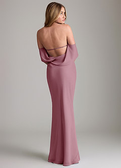 Azazie Lusinda Bridesmaid Dresses Vintage Mauve Mermaid Off the Shoulder Chiffon Convertible Dress image2