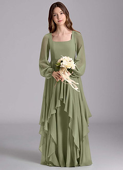 Azazie Clara Junior Klänning av A-Line i Chiffong Blouson image7