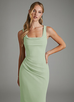 Azazie Asa Bridesmaid Dresses Dusty Sage Sheath Corset Chiffon Dress image3
