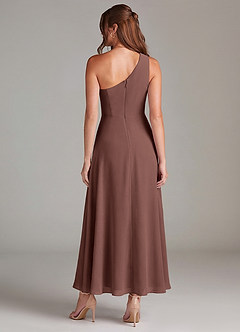 Azazie Brooke Bridesmaid Dresses Espresso A-Line One Shoulder Chiffon Dress image5