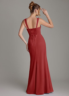 Azazie Agustina Bridesmaid Dresses Rust Mermaid Corset Chiffon Dress image7