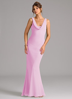 Azazie Rylina Abiti da Damigella Abito Sirena in Chiffon Plissettato Rosa Confetto image1