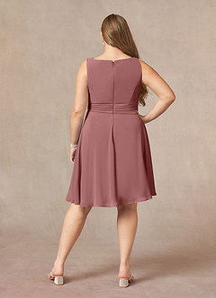 Azazie Shirley Mother of the Bride Dresses Desert Rose A-Line Scoop Pleated Chiffon Dress image12