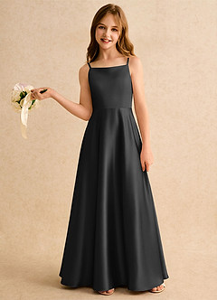 Azazie Joella Girls Formal Flower Girl Klänningar Klä A-Line i Stretch Satin Plisserad image2