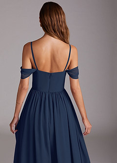 Azazie Calianna Bridesmaid Dresses Dark Navy A-Line Off the Shoulder Chiffon Convertible Dress image9