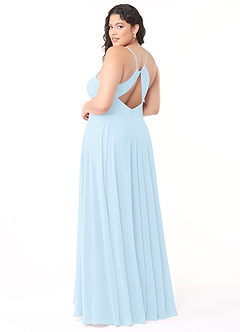 Azazie Avelina Bridesmaid Dresses Sky Blue A-Line V-Neck Pleated Chiffon Dress image9