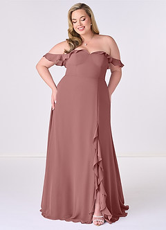 Barbie ♥ Azazie Final Sale Desert Rose A-Line Off the Shoulder Chiffon Convertible Dress image6